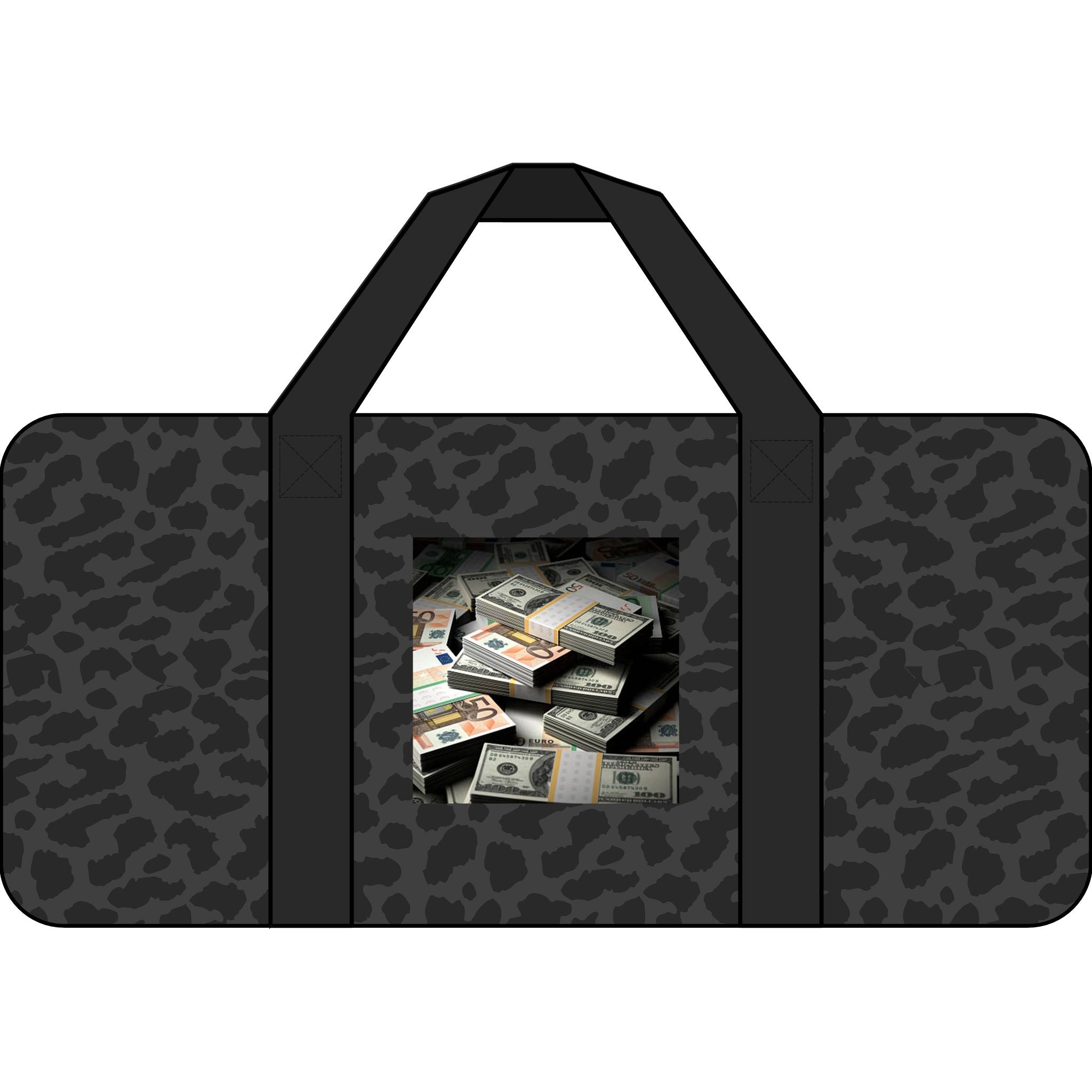 Stack of Cash Tripper Duffel Bag | Money Graphic Travel Bag, Checker Strap