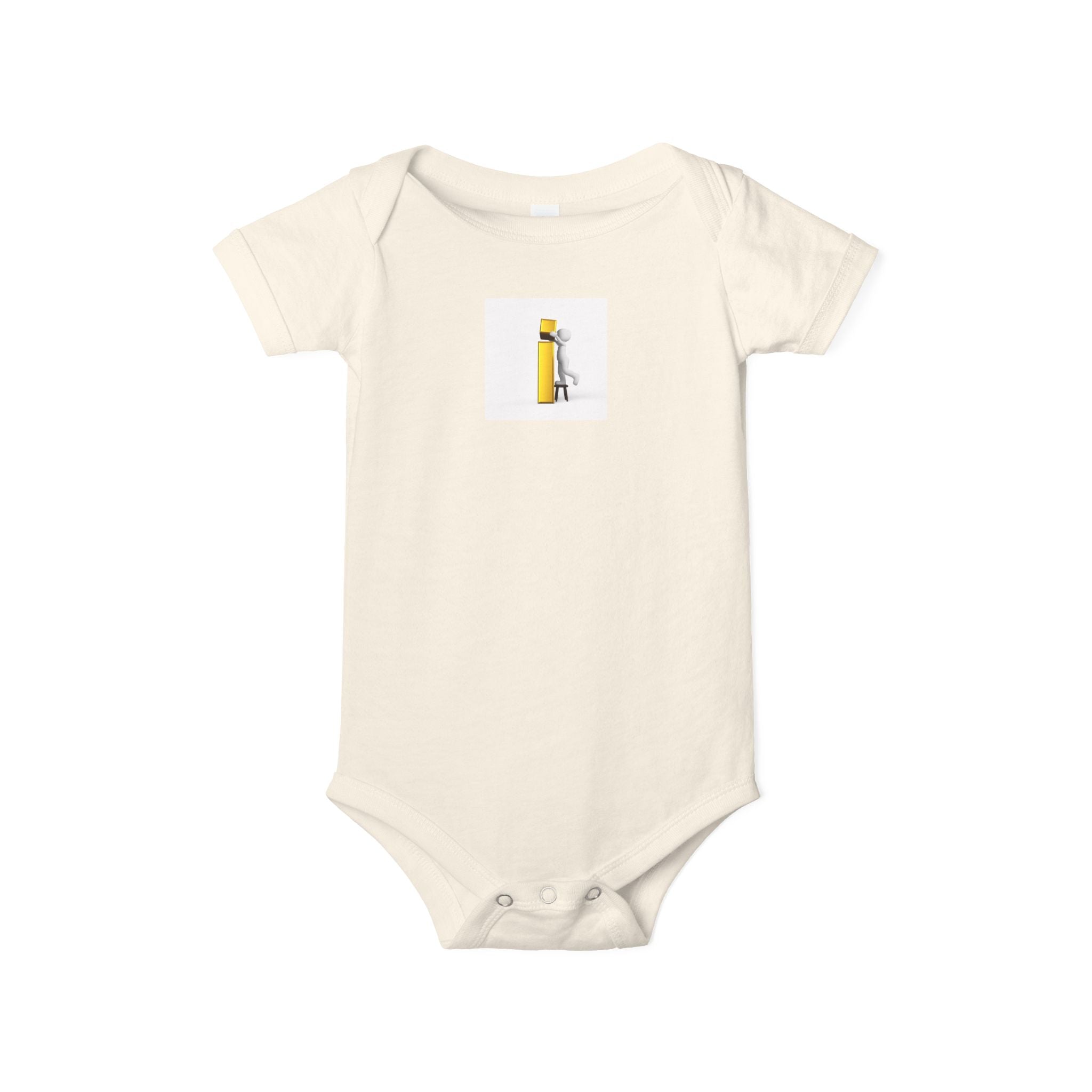 Grenouillère Bébé Jaune Lettre i avec Petite Figurine de Construction | Body Bébé