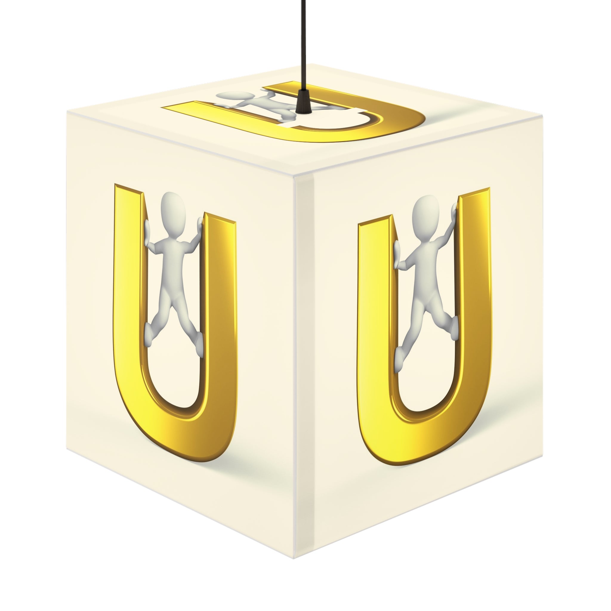Lampe Cube Lettre U Or 3D | Cube Lumineux Lettre U