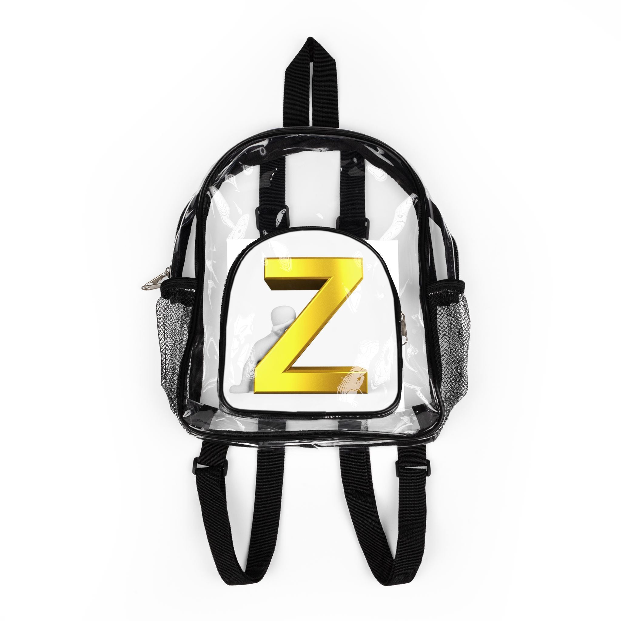 Gold Letter Z Clear Stadium Backpack | Transparent School Bag