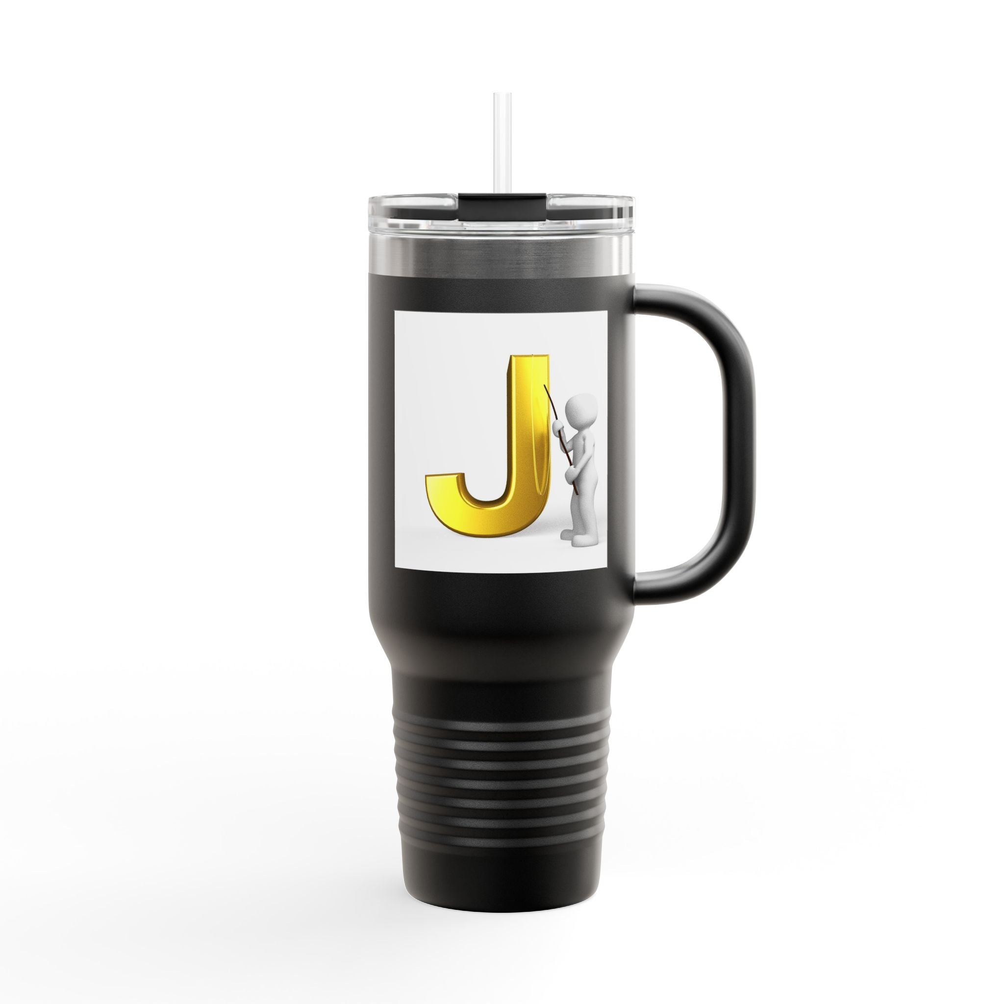 Gold Letter J Initial Travel Mug | 40oz Insulated Tumbler