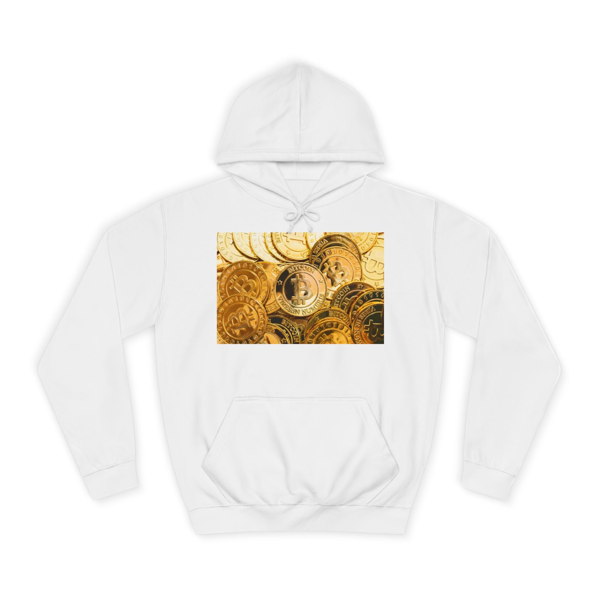 Golden Bitcoin Coins Hoodie | Crypto Cryptocurrency Crypto Art, Digital Currency Apparel