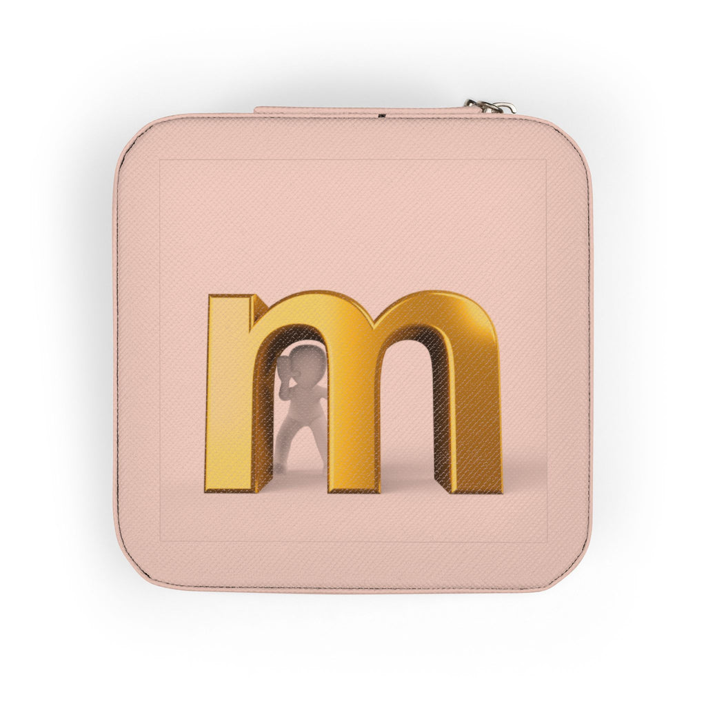 Monogram M Jewelry Travel Case | Compact Pink Leatherette Organizer