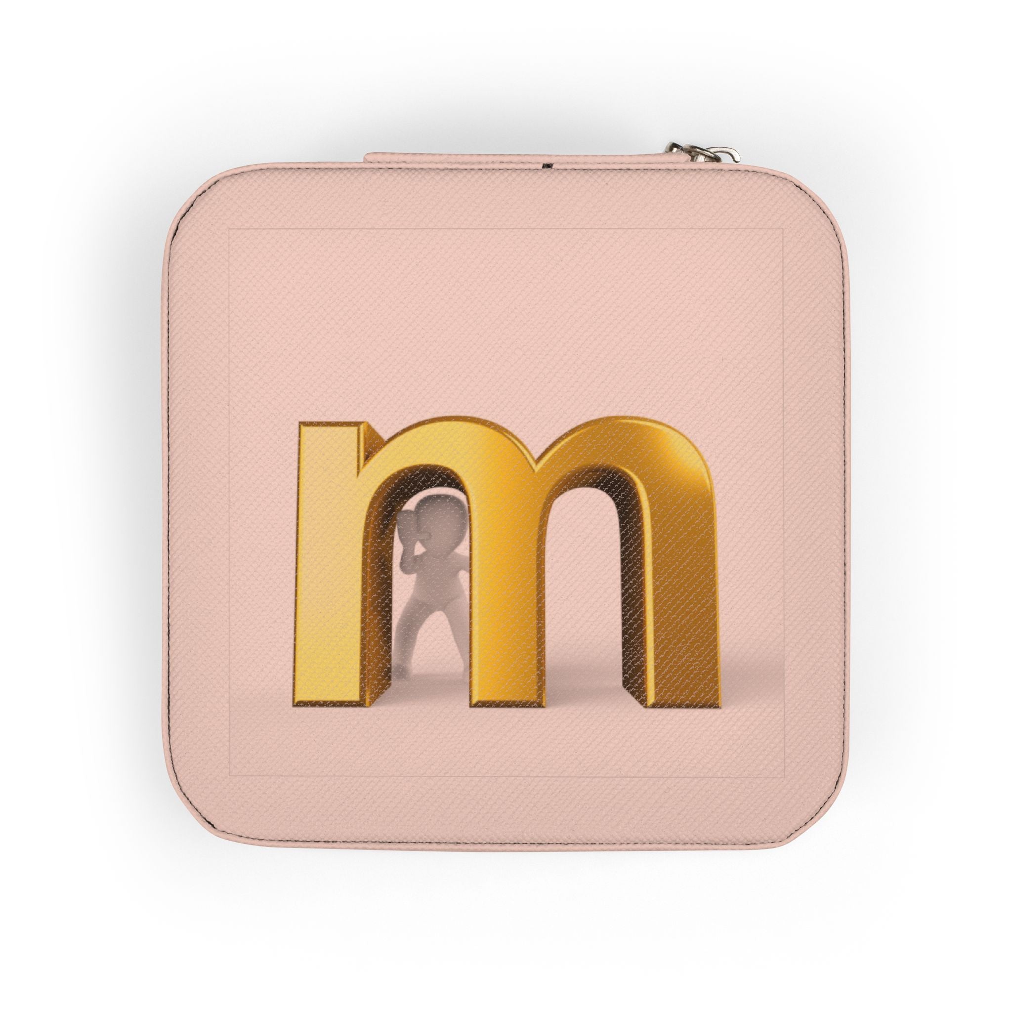 Monogram M Jewelry Travel Case | Compact Pink Leatherette Organizer