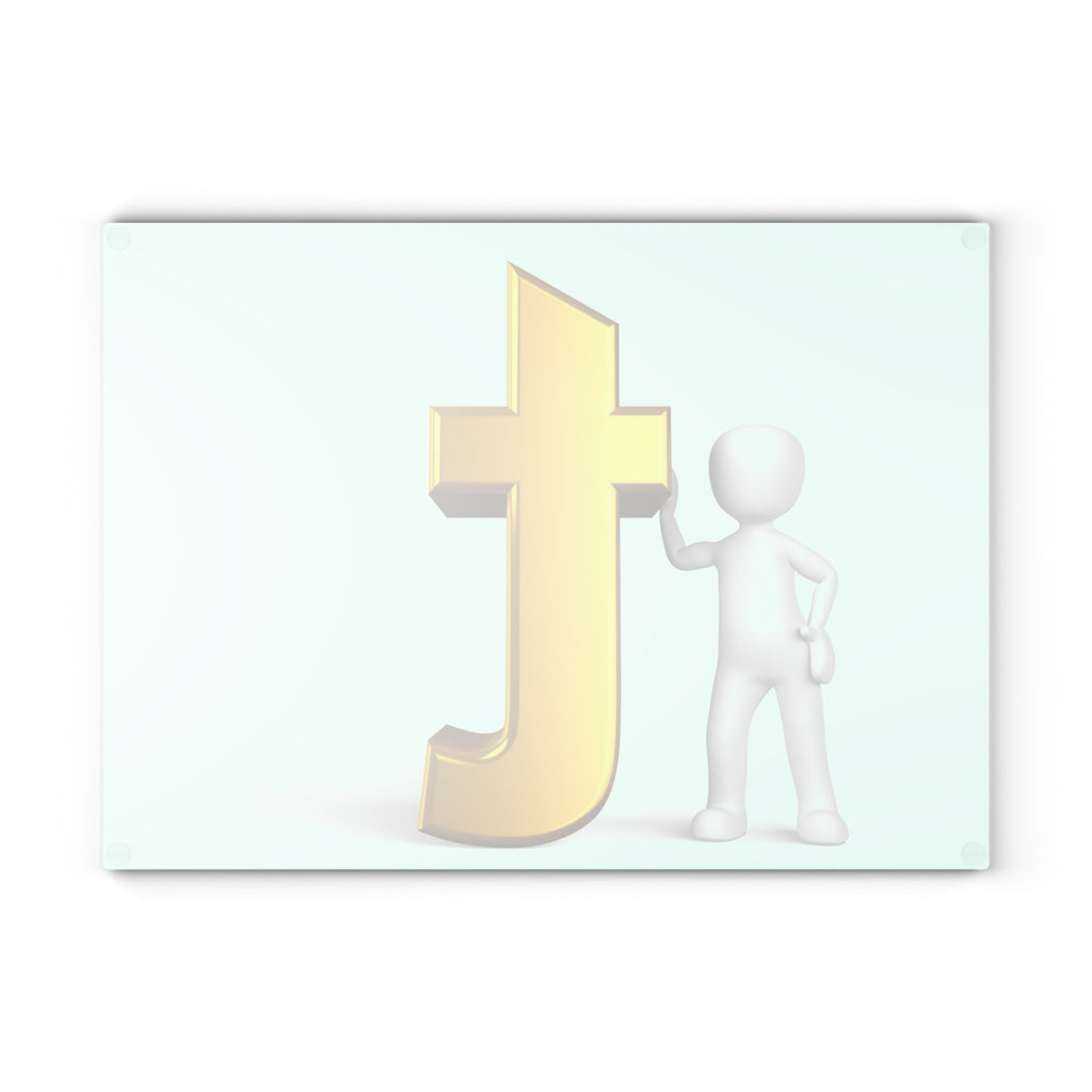 Gold Letter T Figurine Glass Cutting Board | Decorative Kitchen Board
