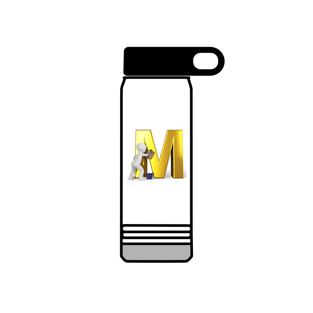3D Worker with Gold Letter M Water Bottle | 20oz Slim Stainless Bottle
