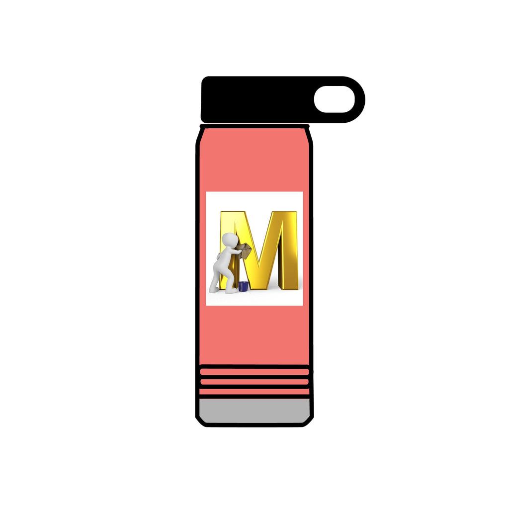 3D Worker with Gold Letter M Water Bottle | 20oz Slim Stainless Bottle