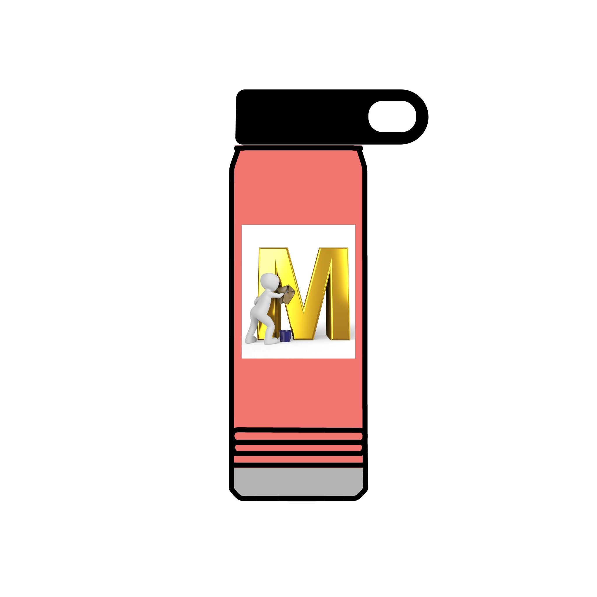 3D Worker with Gold Letter M Water Bottle | 20oz Slim Stainless Bottle