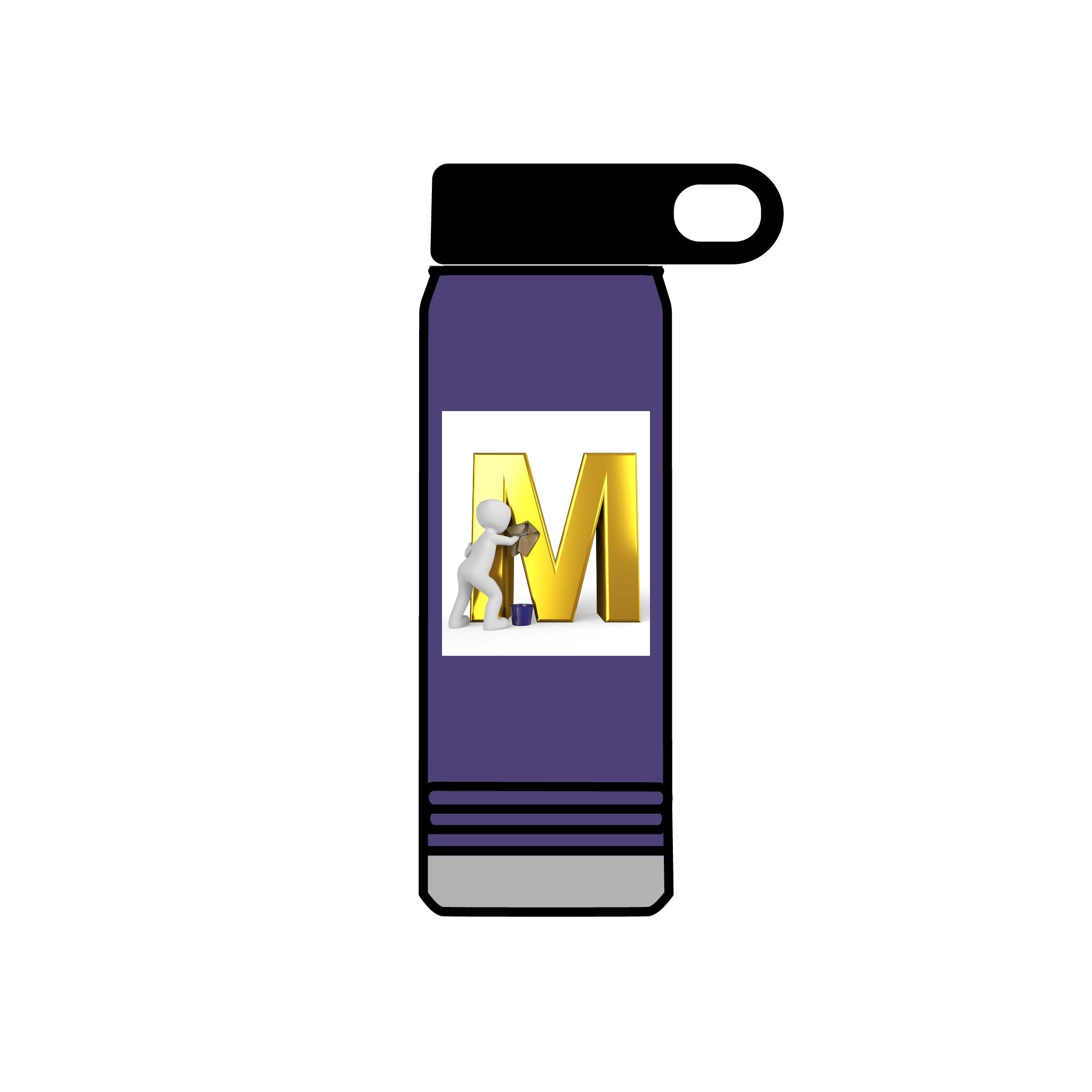 3D Worker with Gold Letter M Water Bottle | 20oz Slim Stainless Bottle