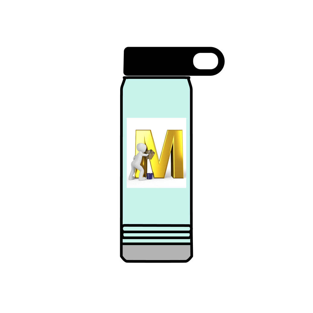 3D Worker with Gold Letter M Water Bottle | 20oz Slim Stainless Bottle