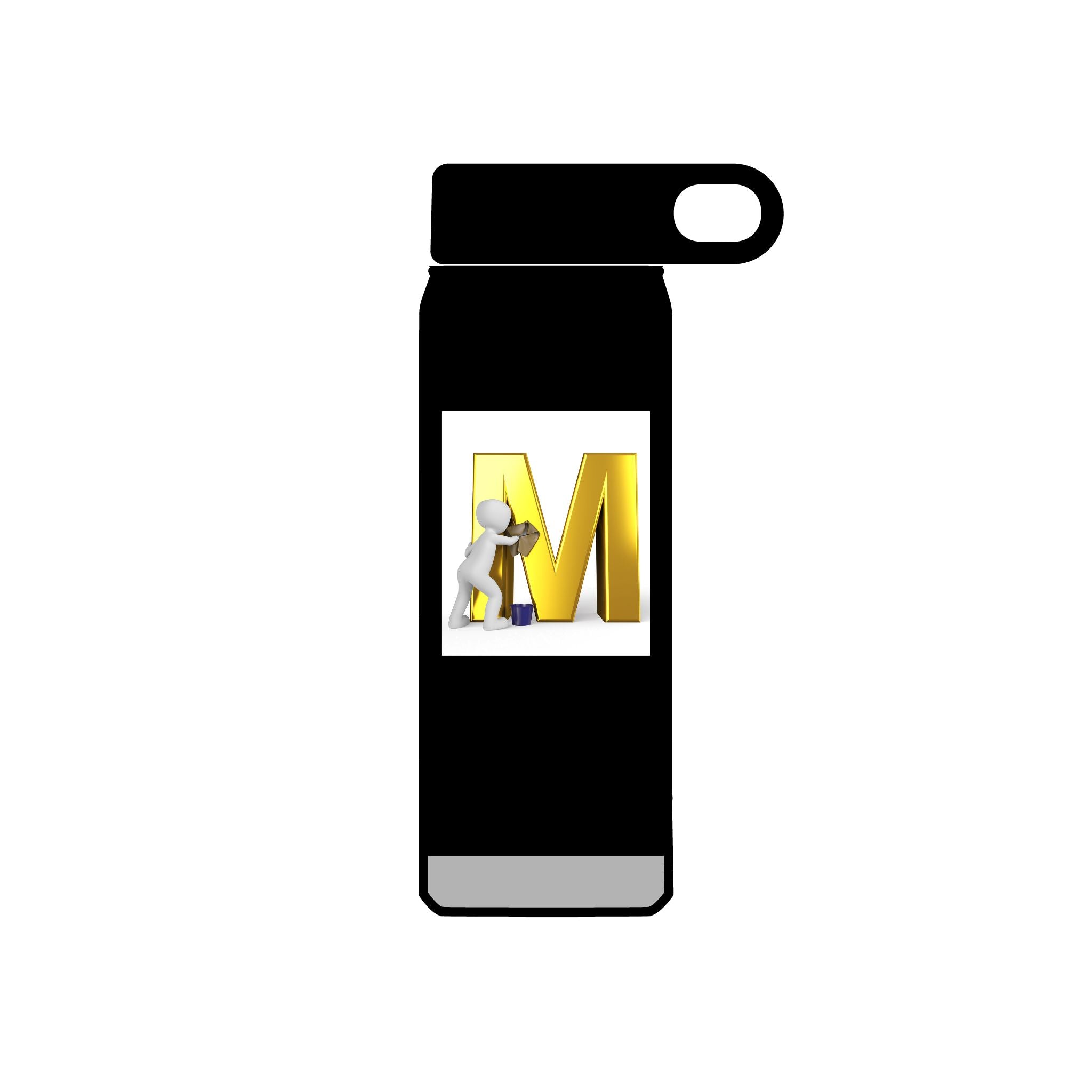 3D Worker with Gold Letter M Water Bottle | 20oz Slim Stainless Bottle
