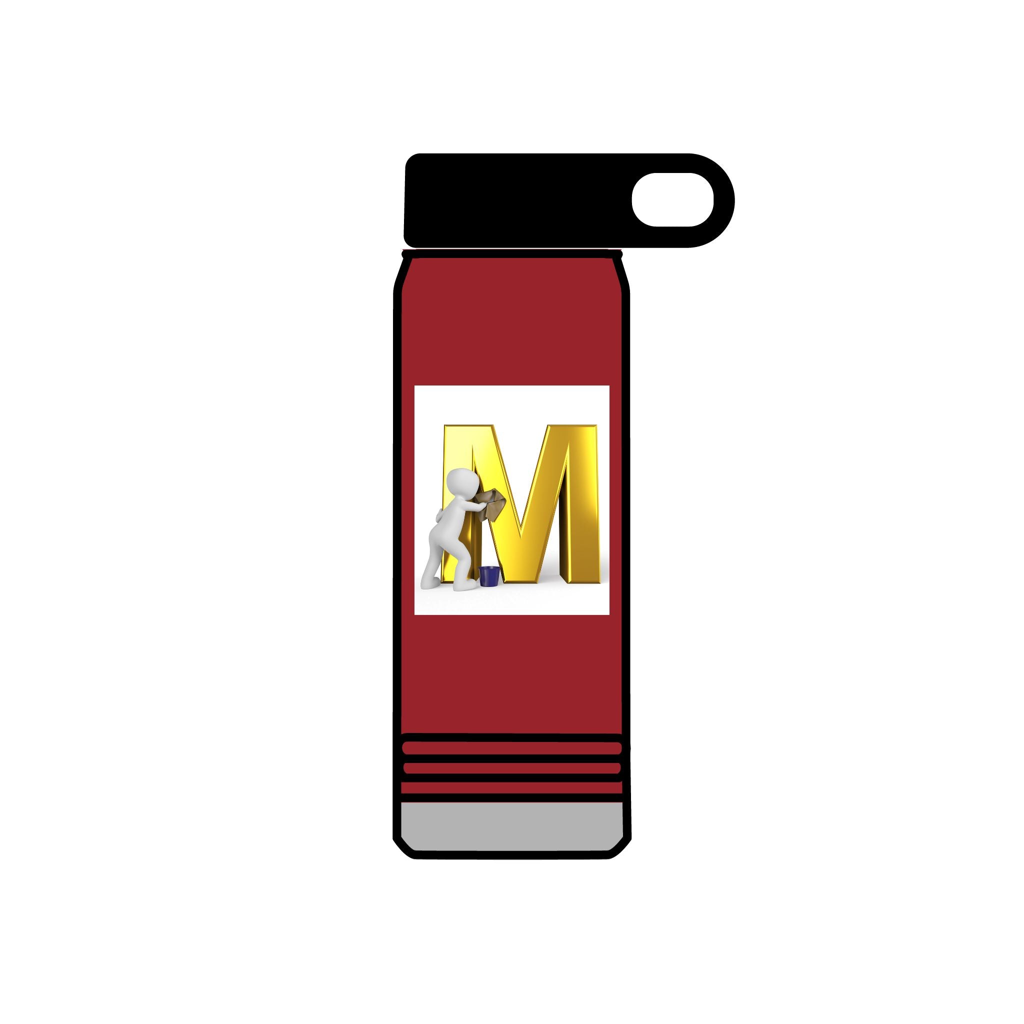 3D Worker with Gold Letter M Water Bottle | 20oz Slim Stainless Bottle