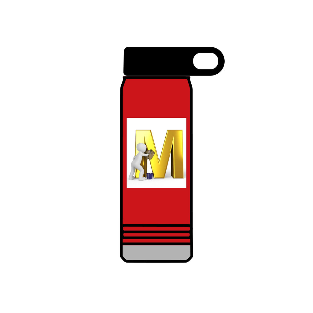 3D Worker with Gold Letter M Water Bottle | 20oz Slim Stainless Bottle