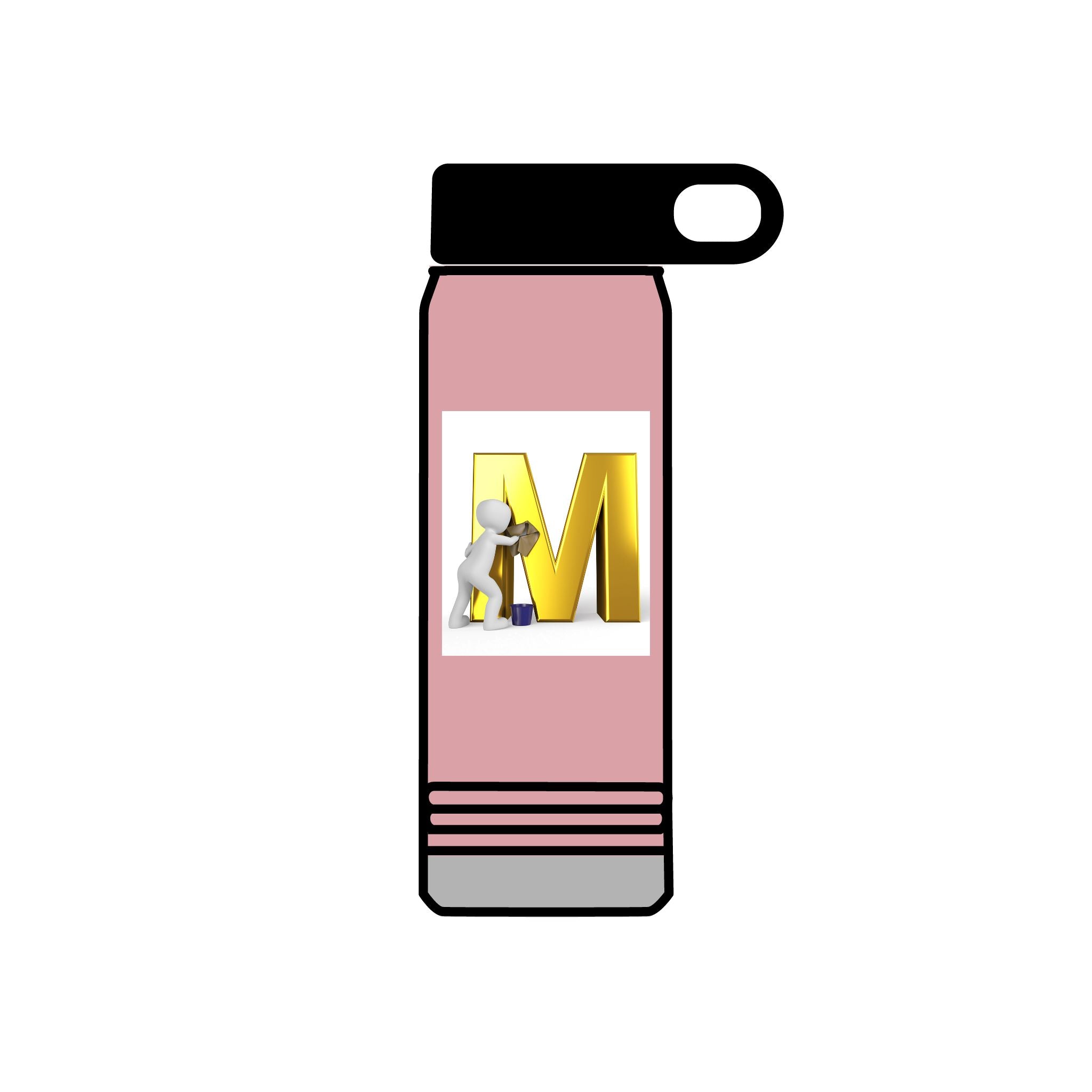 3D Worker with Gold Letter M Water Bottle | 20oz Slim Stainless Bottle