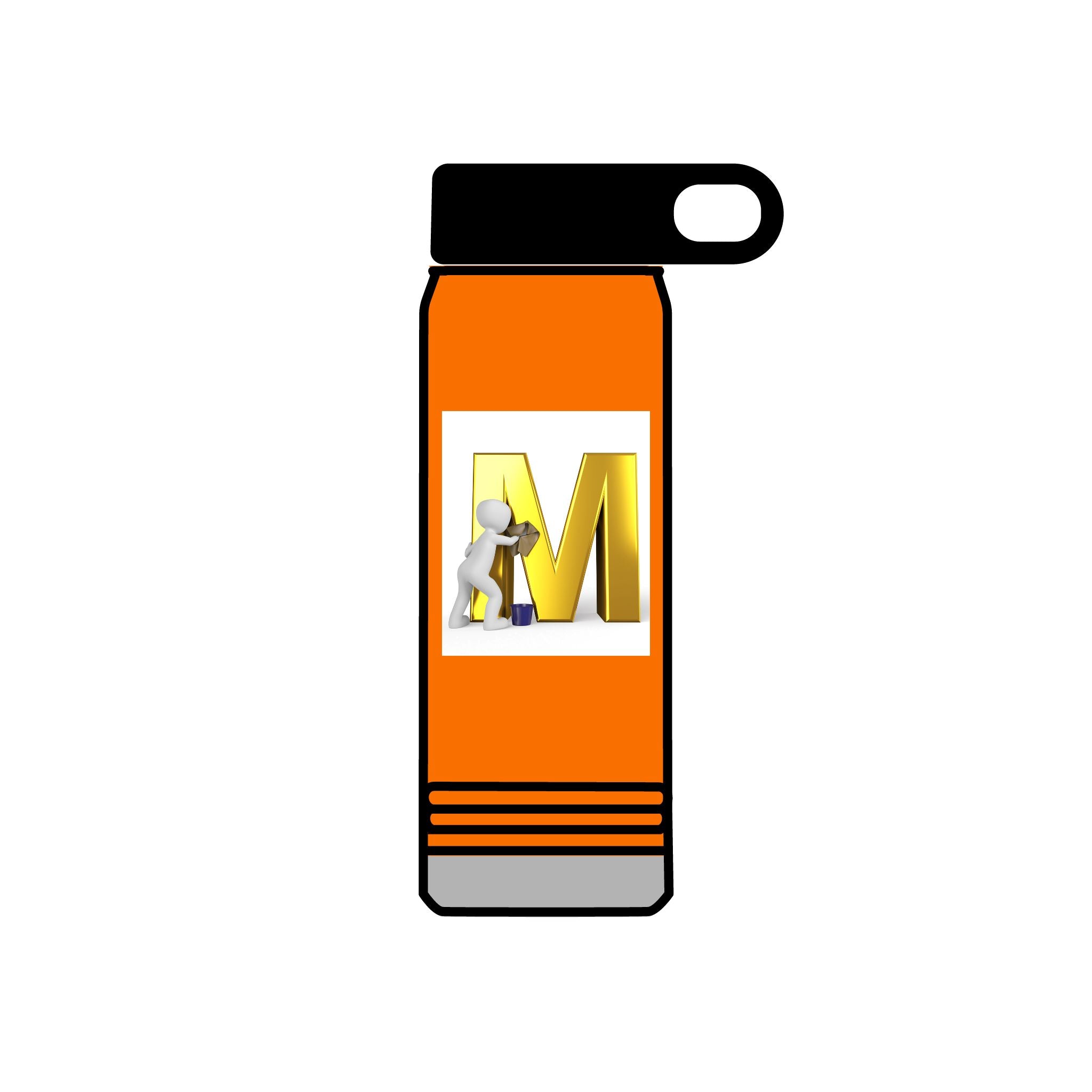 3D Worker with Gold Letter M Water Bottle | 20oz Slim Stainless Bottle