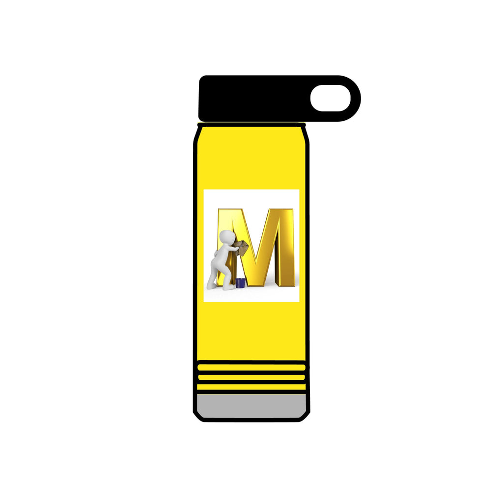 3D Worker with Gold Letter M Water Bottle | 20oz Slim Stainless Bottle