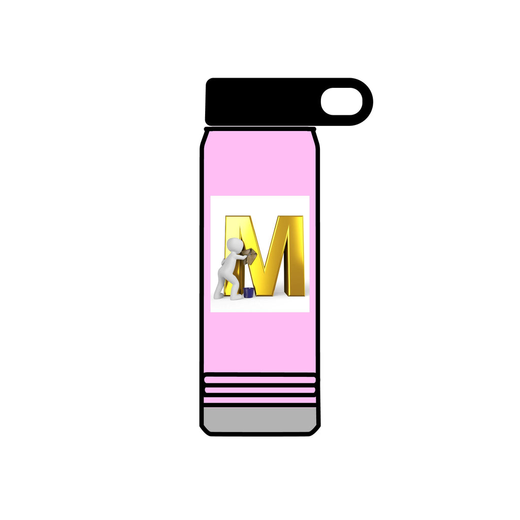 3D Worker with Gold Letter M Water Bottle | 20oz Slim Stainless Bottle