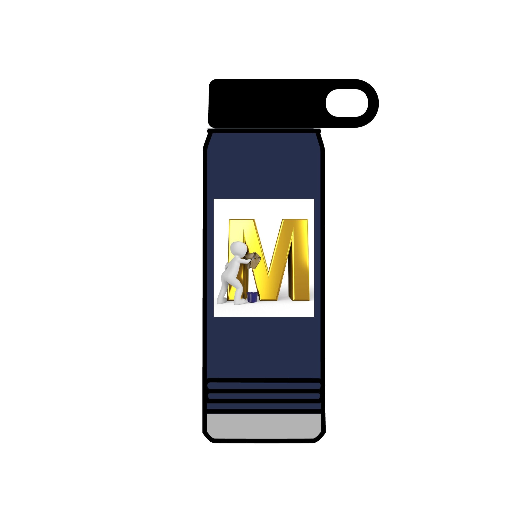 3D Worker with Gold Letter M Water Bottle | 20oz Slim Stainless Bottle