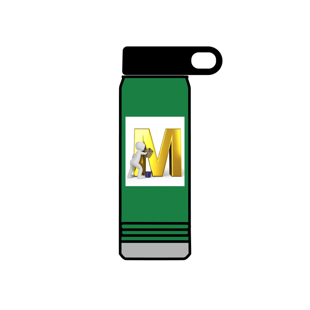 3D Worker with Gold Letter M Water Bottle | 20oz Slim Stainless Bottle