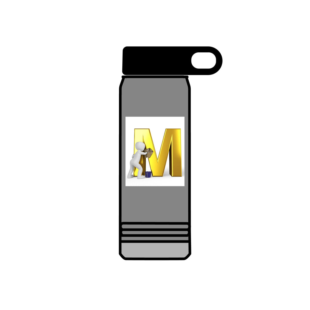3D Worker with Gold Letter M Water Bottle | 20oz Slim Stainless Bottle