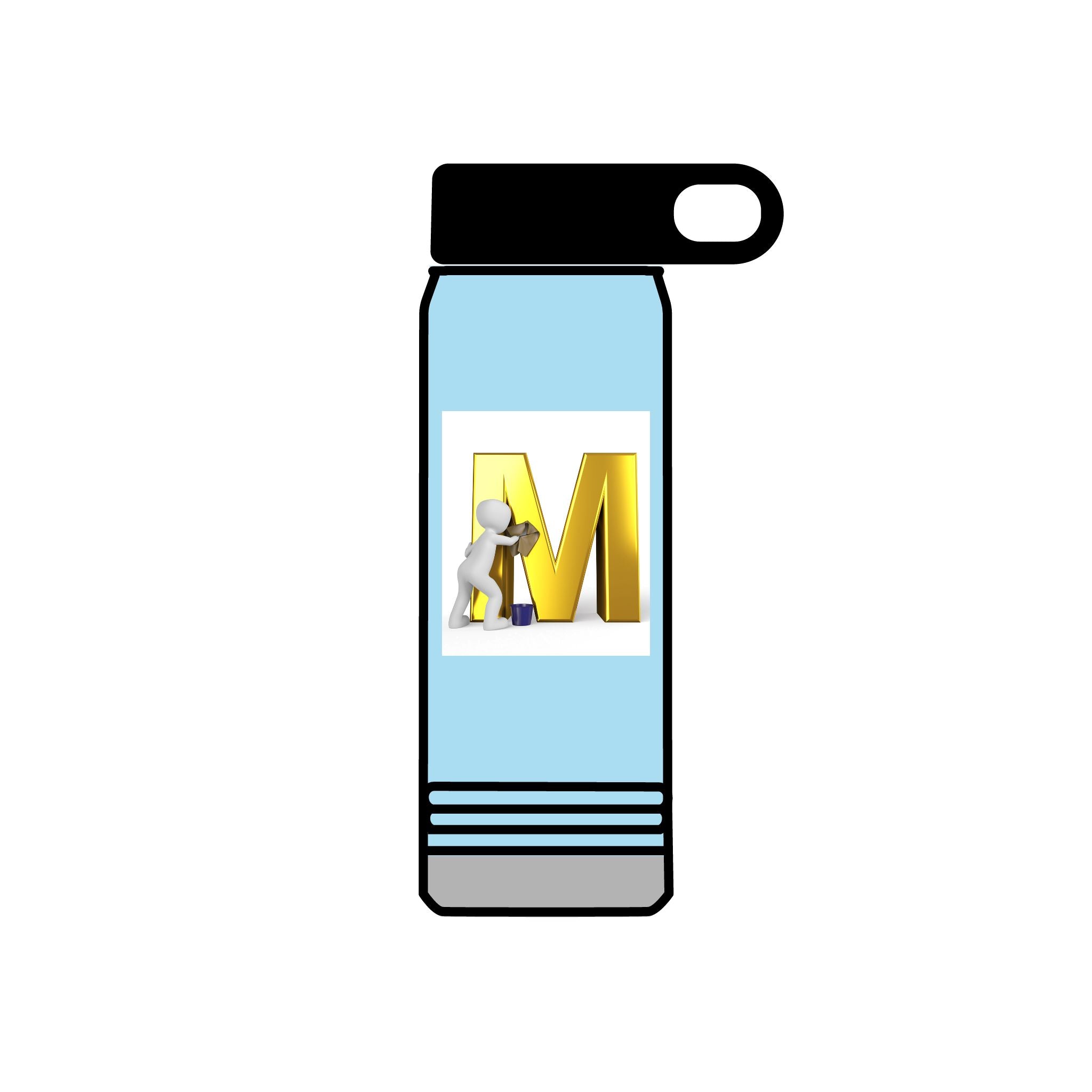 3D Worker with Gold Letter M Water Bottle | 20oz Slim Stainless Bottle