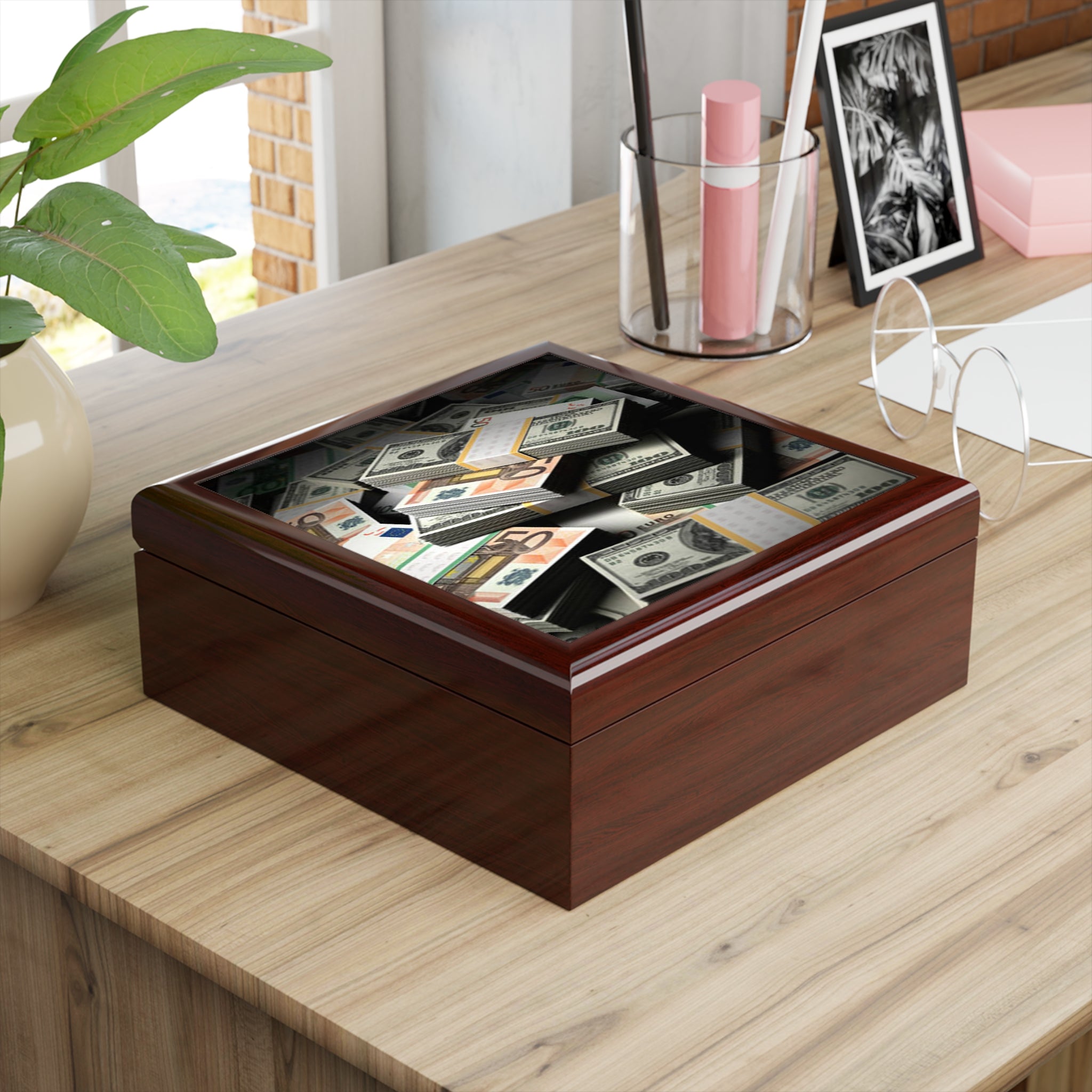 Stacks of Money Jewelry Box | Cash Pattern Keepsake Box