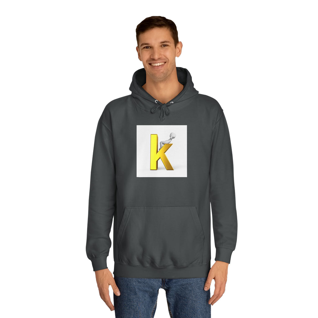 Gold 3D Letter K Hoodie | Monogram Initial K Sweatshirt