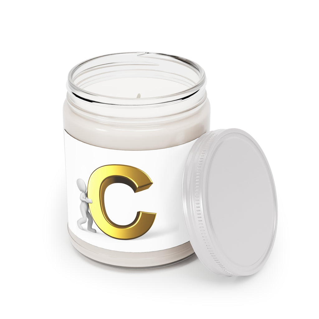 Gold Letter C Initial Candle Soy Jar | 9oz White Lid