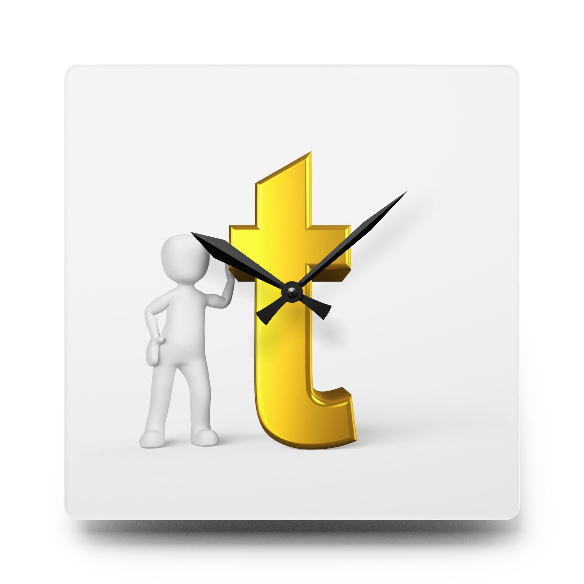 Horloge Murale Acrylique Lettre T Dorée | Décoration Finance, Argent