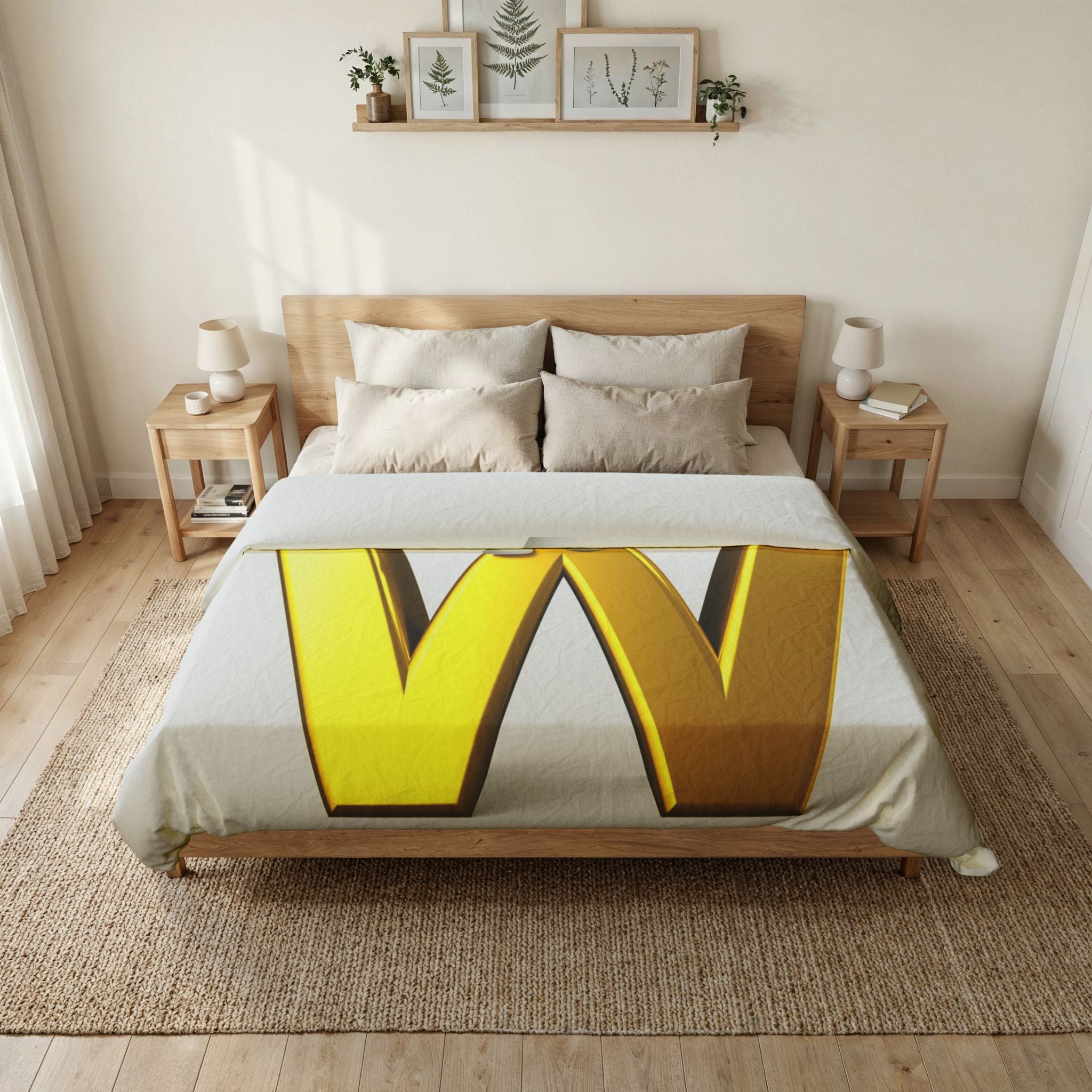 3D Gold Letter W Monogram Duvet Cover | Initial W Bedding