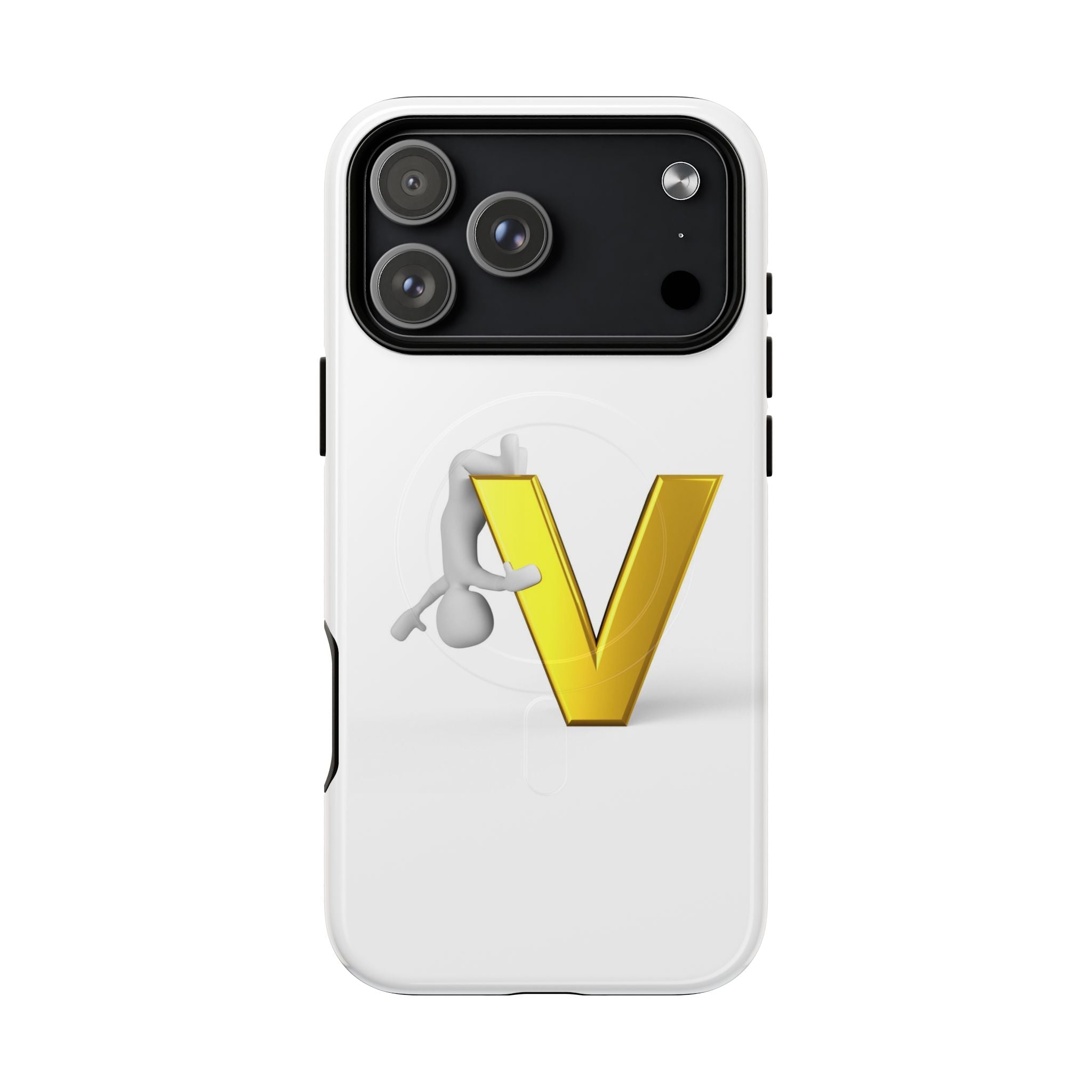 Coque de téléphone aimantée résistante 3D lettre V jaune | Coque iPhone Monogramme V