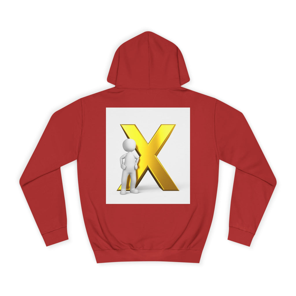 Golden Letter X Graphic Hoodie | 3D Stick Figure Initial X Sweatshirt