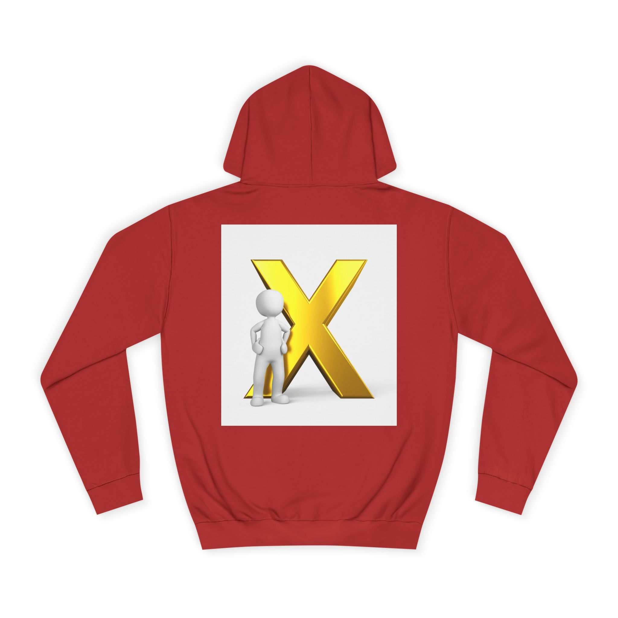 Golden Letter X Graphic Hoodie | 3D Stick Figure Initial X Sweatshirt