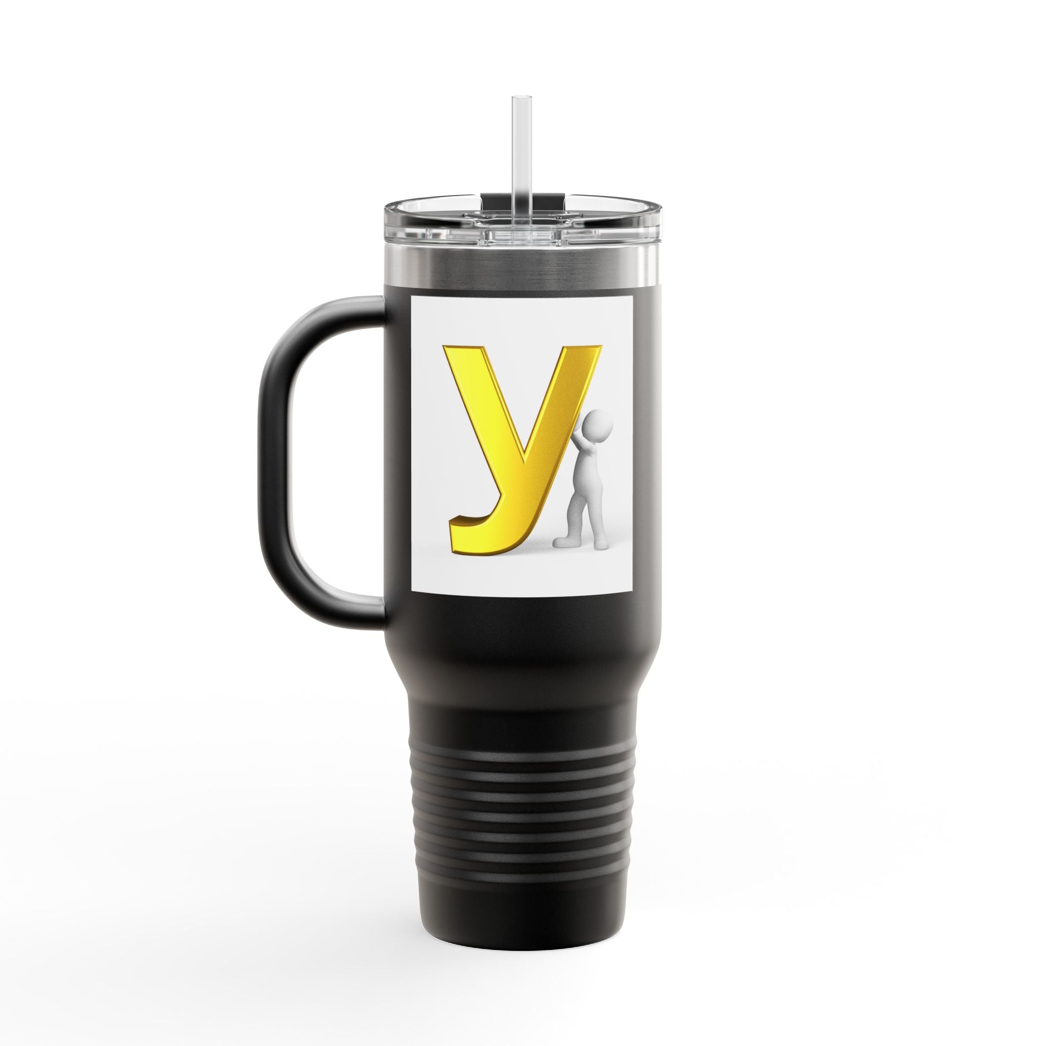 Yellow Letter Y Monogram Travel Mug | 40oz Insulated Tumbler