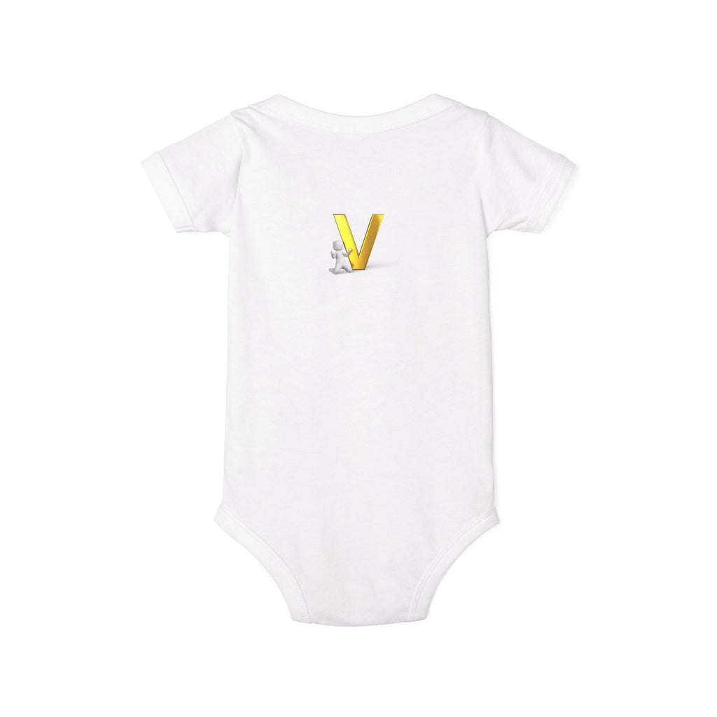 Gold Letter V Baby Bodysuit | Cute Bunny Initial Onesie