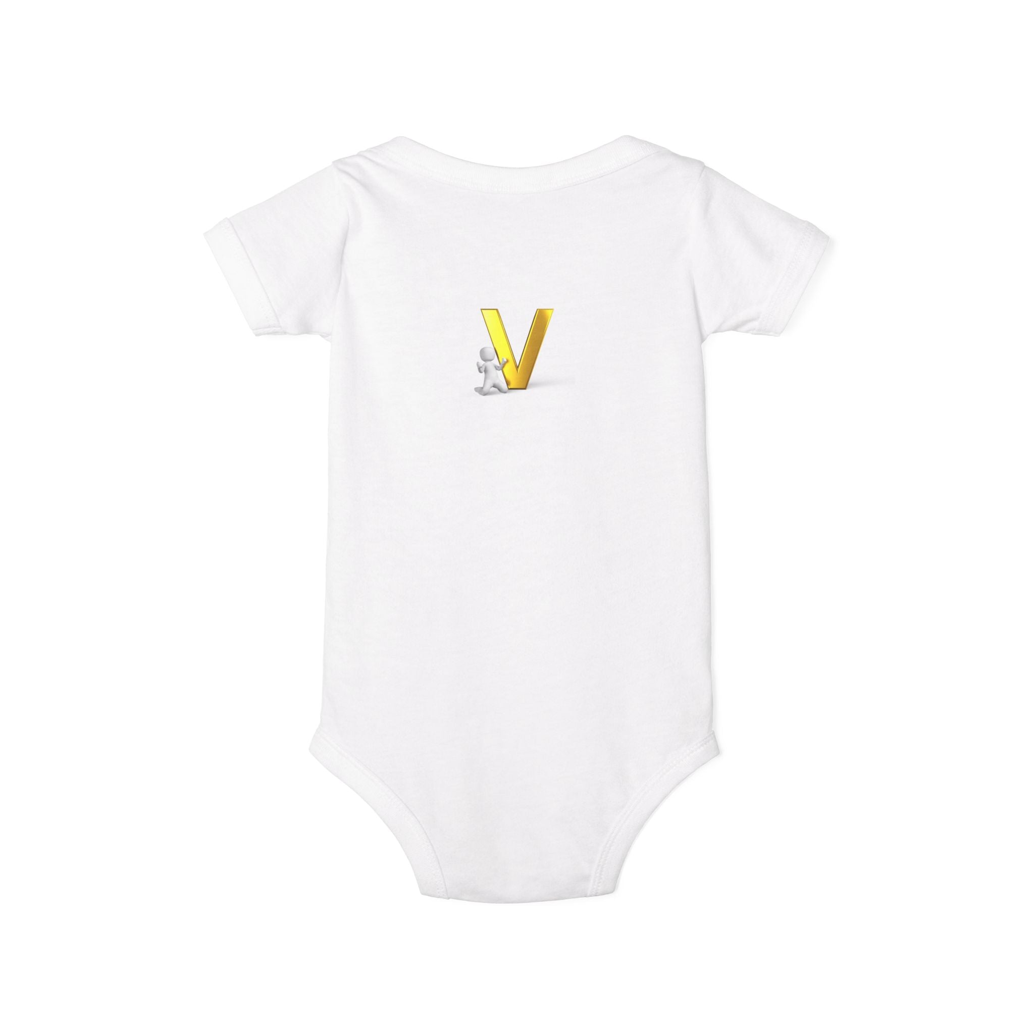 Gold Letter V Baby Bodysuit | Cute Bunny Initial Onesie