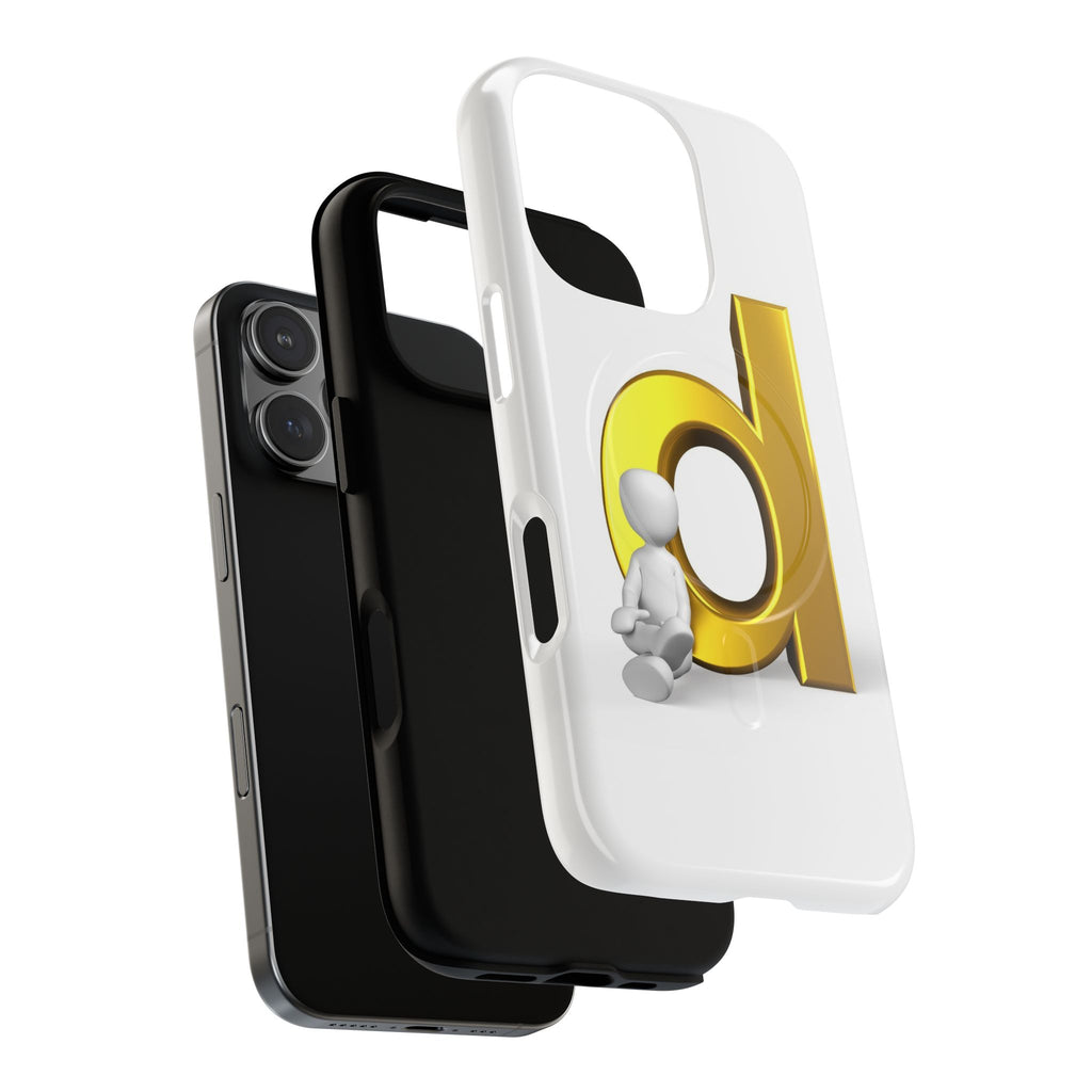 Gold Letter D with Sitting Character phone case | Magnetic Case