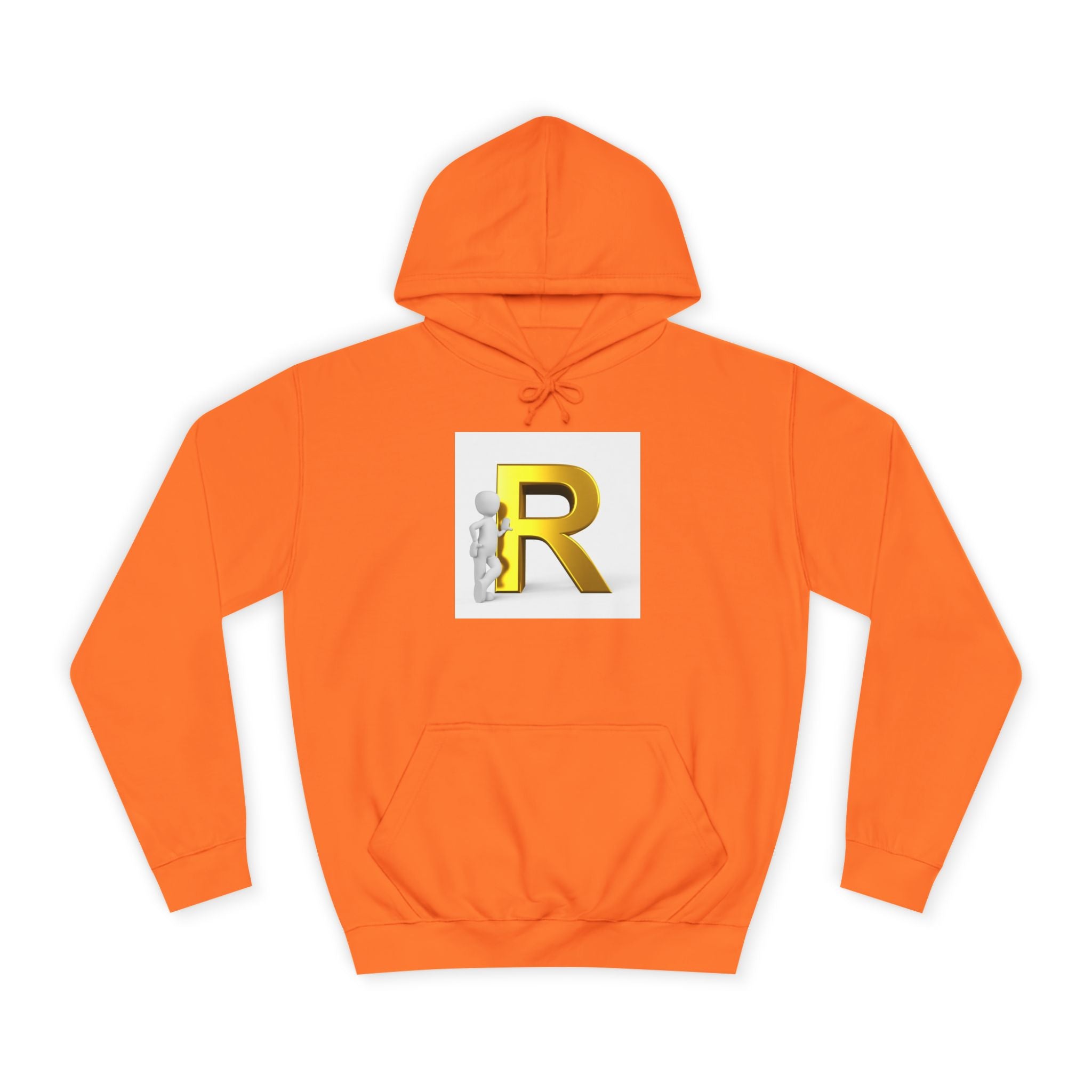 Gold Letter R Hoodie | 3D Character Leaning on R