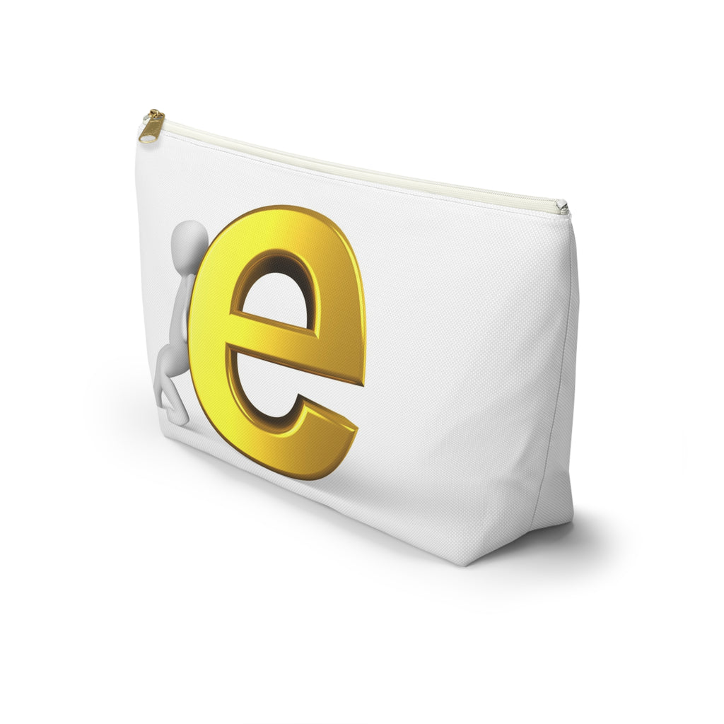 Gold Letter E Graphic Accessory Pouch | T-Bottom Zipper Pouch