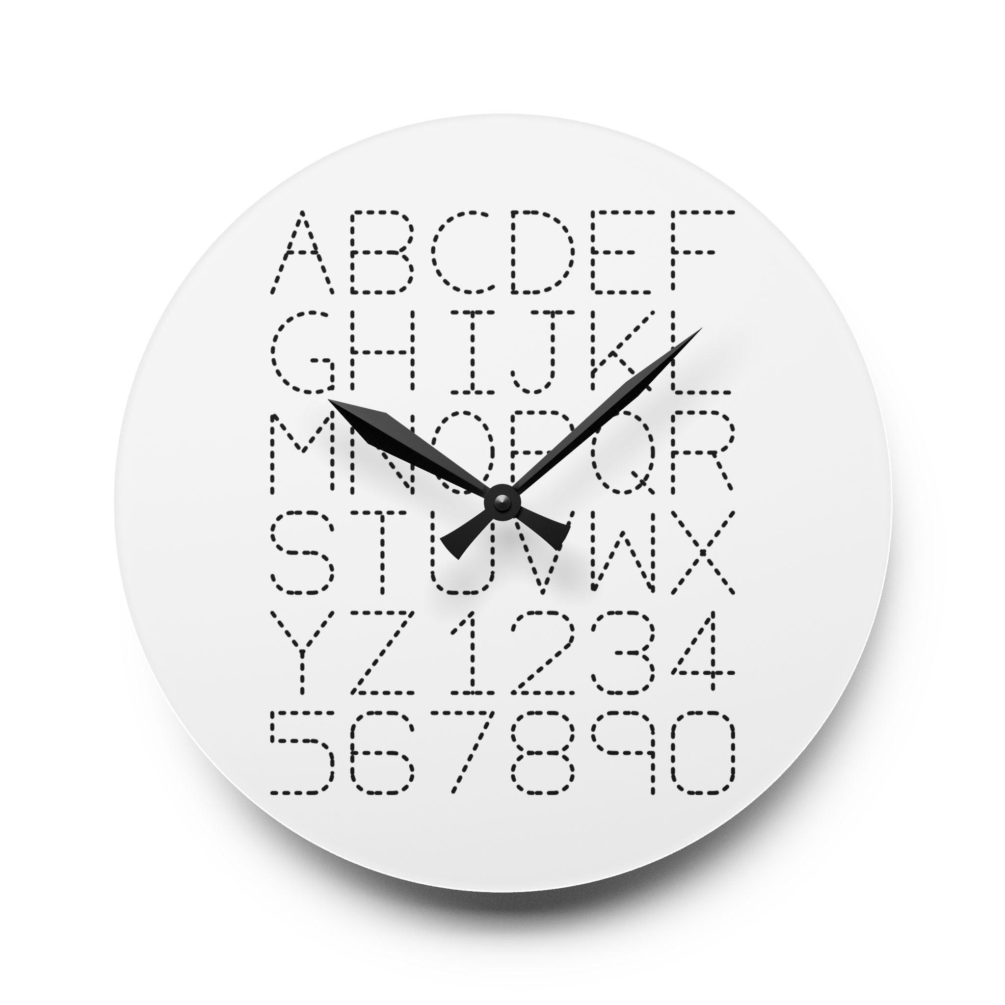 Horloge Murale en Acrylique à Grille de Points, Alphabets et Chiffres | Décoration Murale Moderne avec Typographie