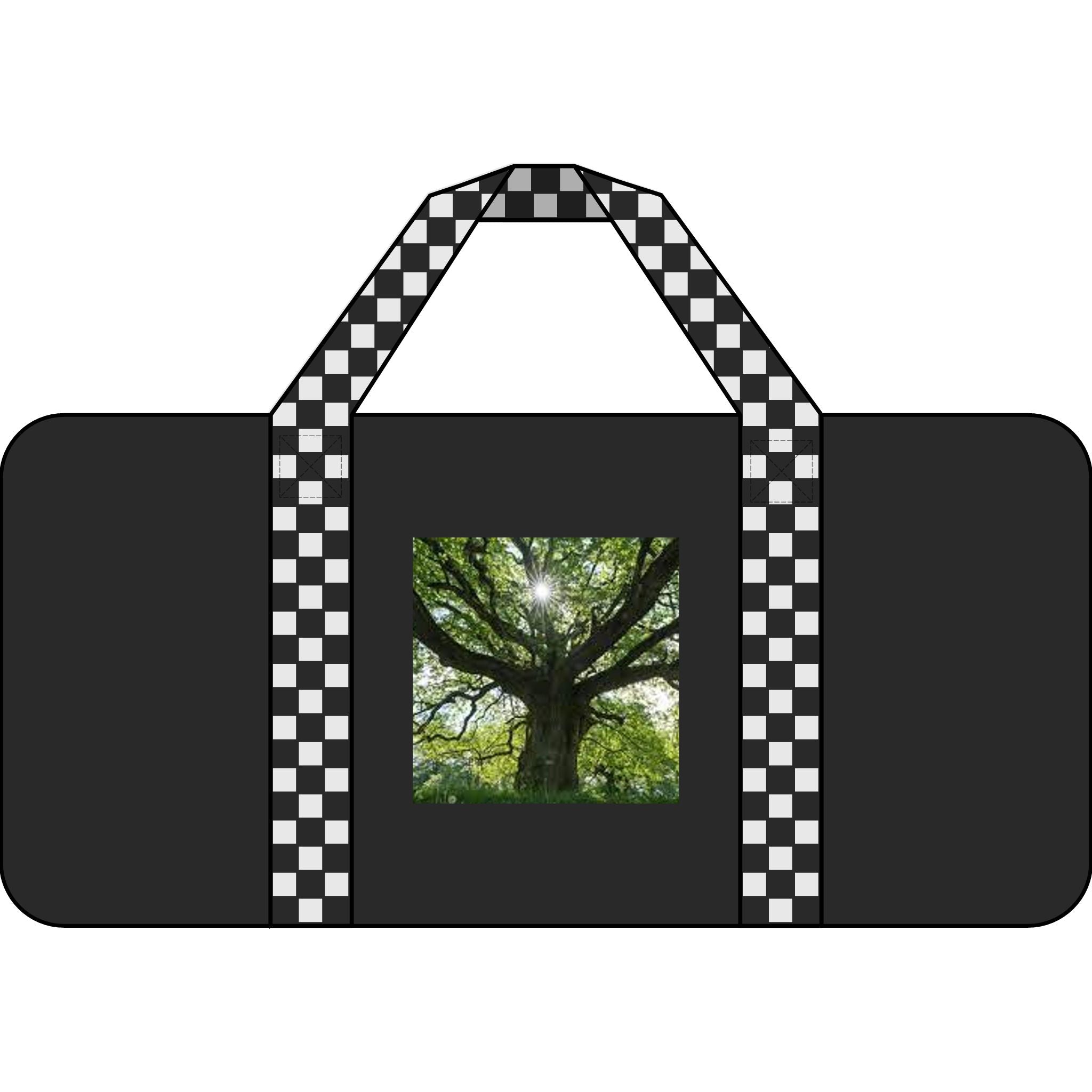 Sunlit Oak Tree Tripper Duffel Bag | Nature Tree Photo, Checkered Strap