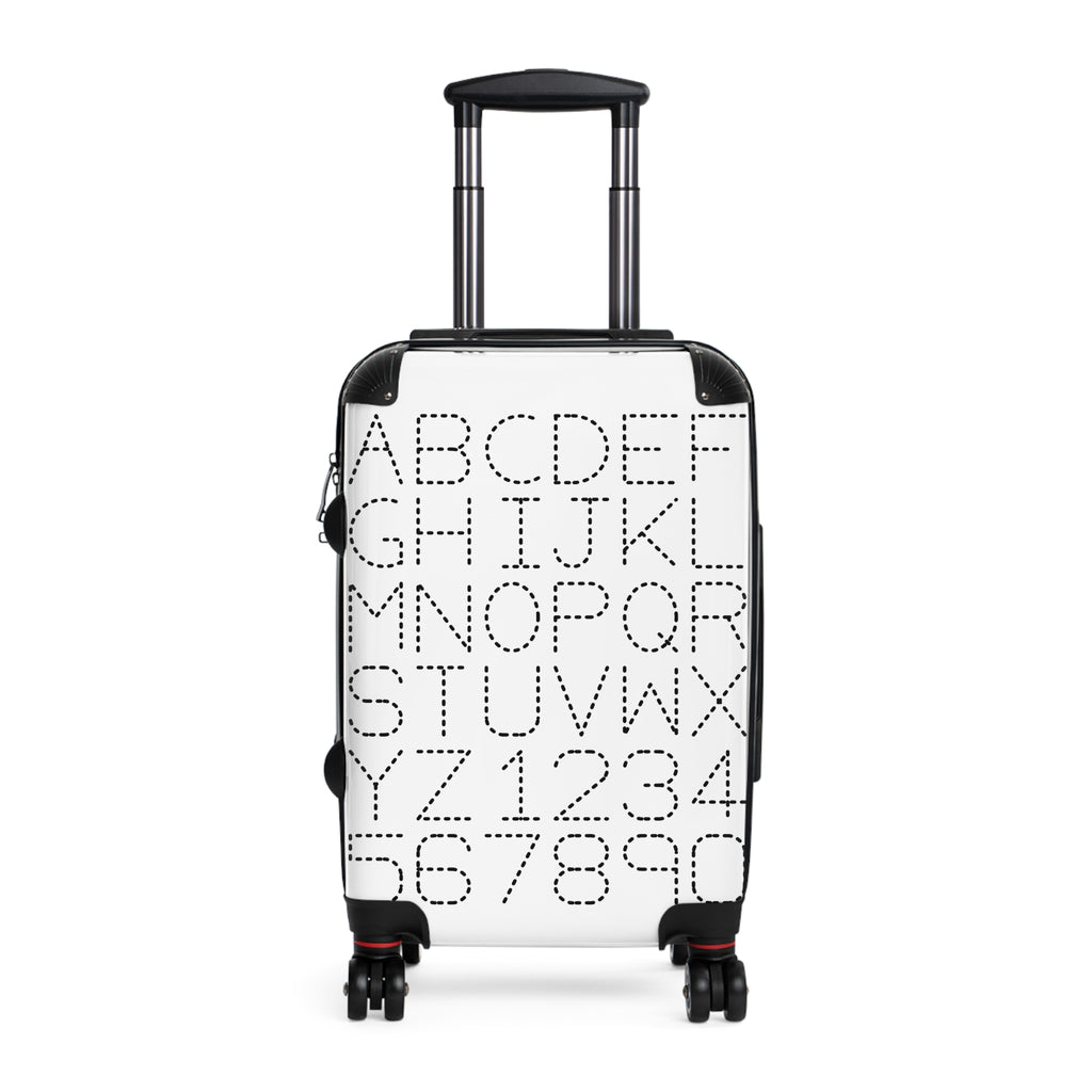 Alphabet Numbers Suitcase | Monochrome Letter Grid Luggage