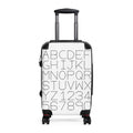 Alphabet Numbers Suitcase | Monochrome Letter Grid Luggage