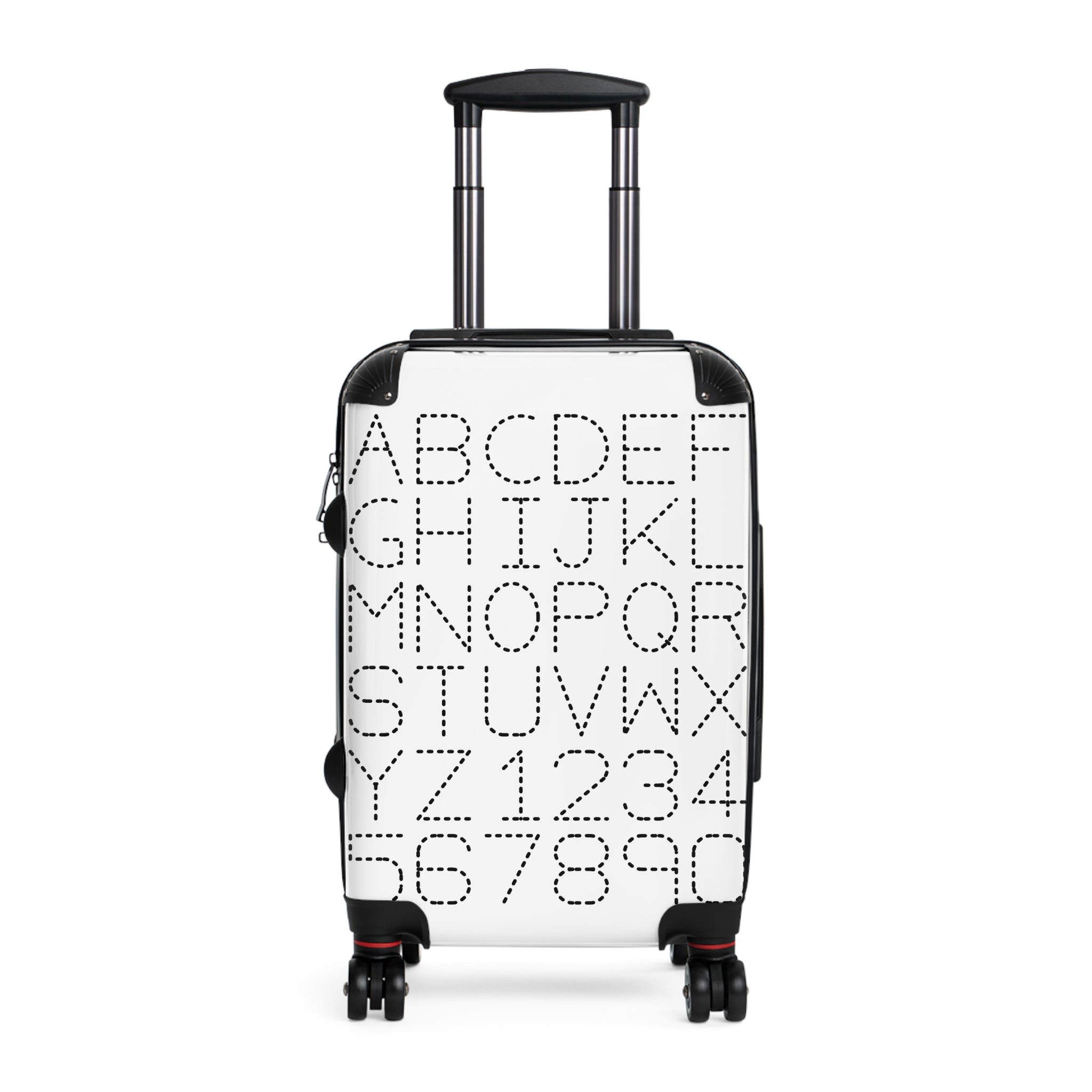 Alphabet Numbers Suitcase | Monochrome Letter Grid Luggage