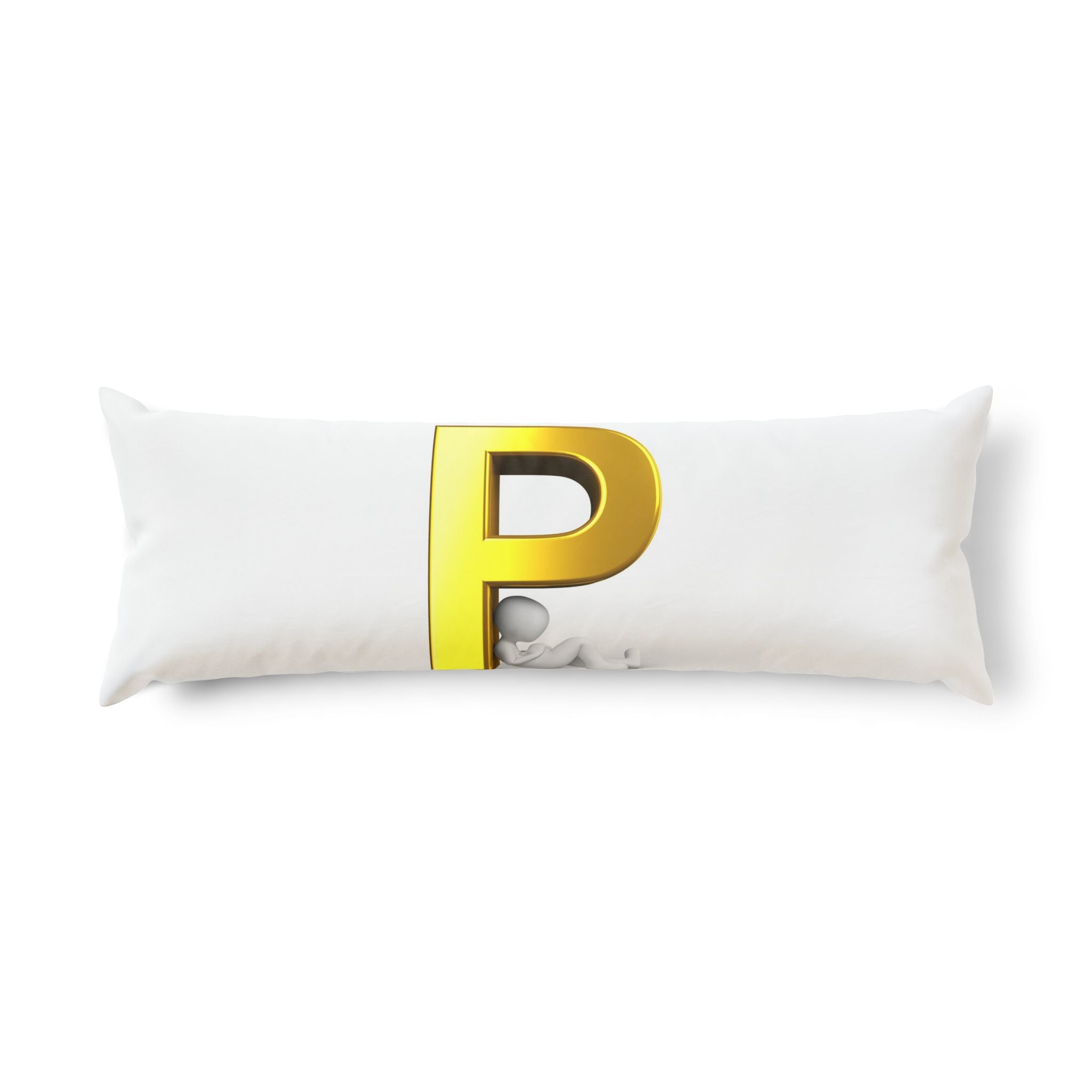 Oreiller de corps avec lettre P dorée | Oreiller avec initiale en monogramme