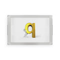 3D Figure Pushing Gold Letter Q Acrylic Serving Tray | Alphabet Decor