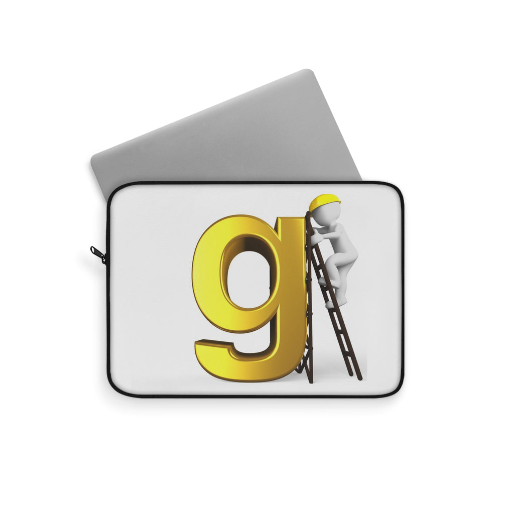 Golden Letter G with Worker Laptop Sleeve | Monogram Initial Tech Case