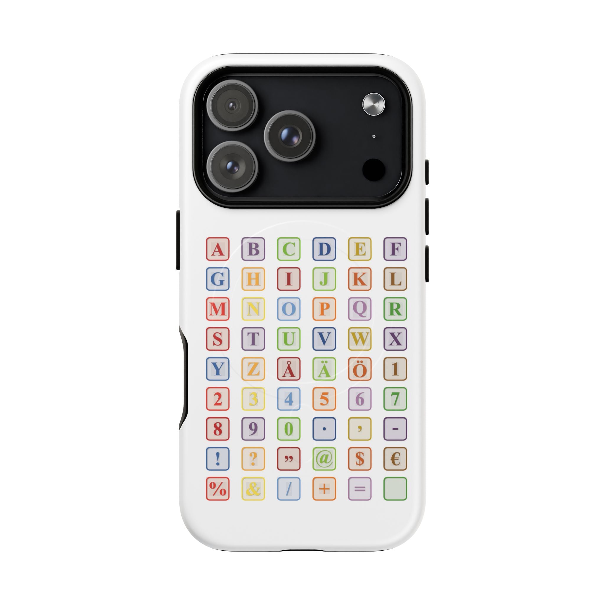 Coque de téléphone Alphabet Blocks | Coque magnétique résistante, grille de lettres colorées