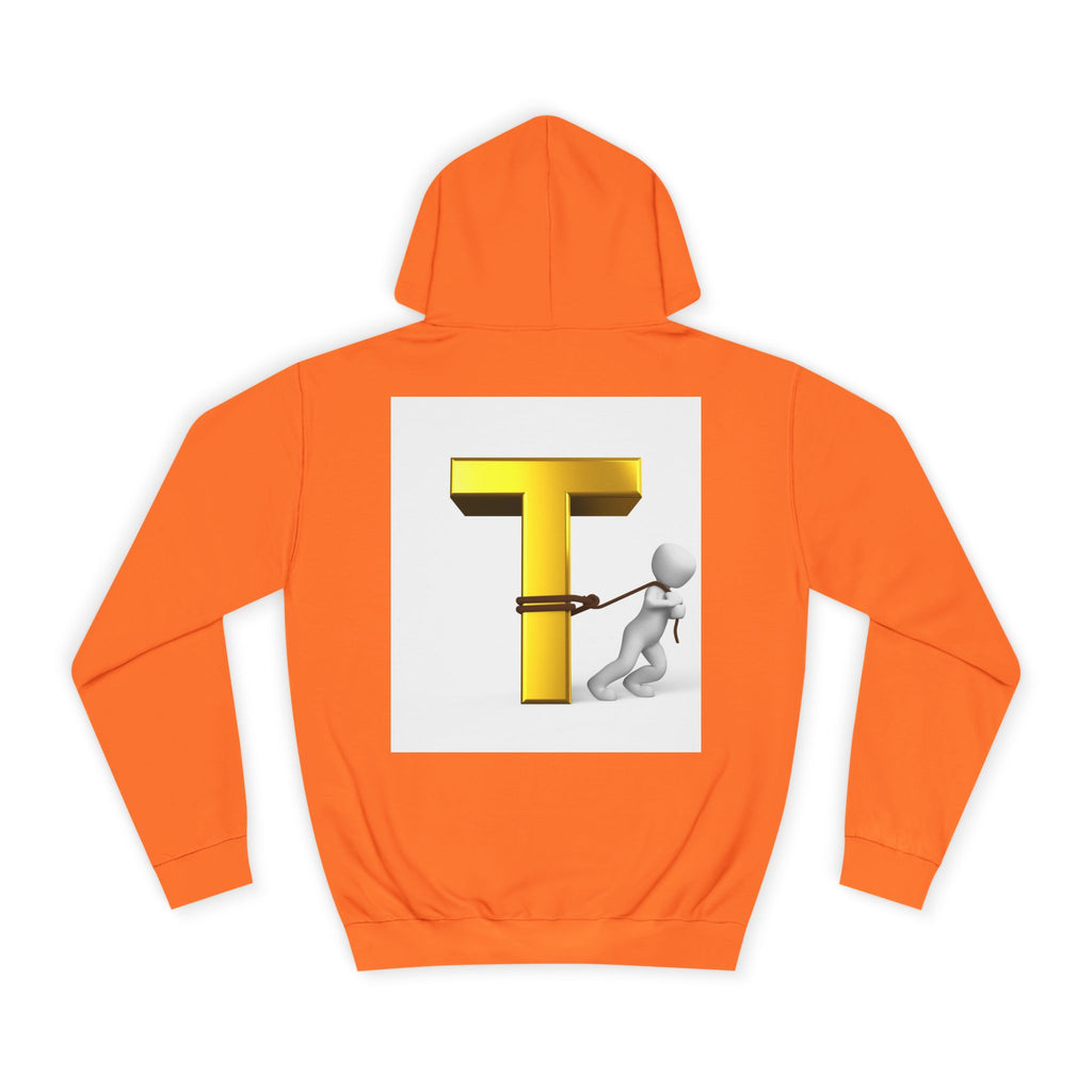Letter T Mascot Pulling Block T Hoodie | Monogram Initial T Sweatshirt