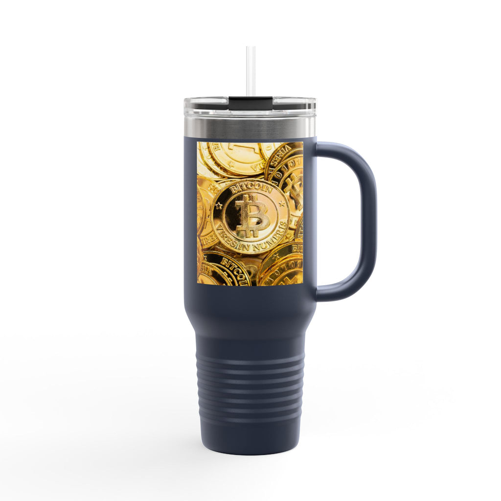 Bitcoin Coin Pattern Travel Mug | 40 oz Insulated Tumbler